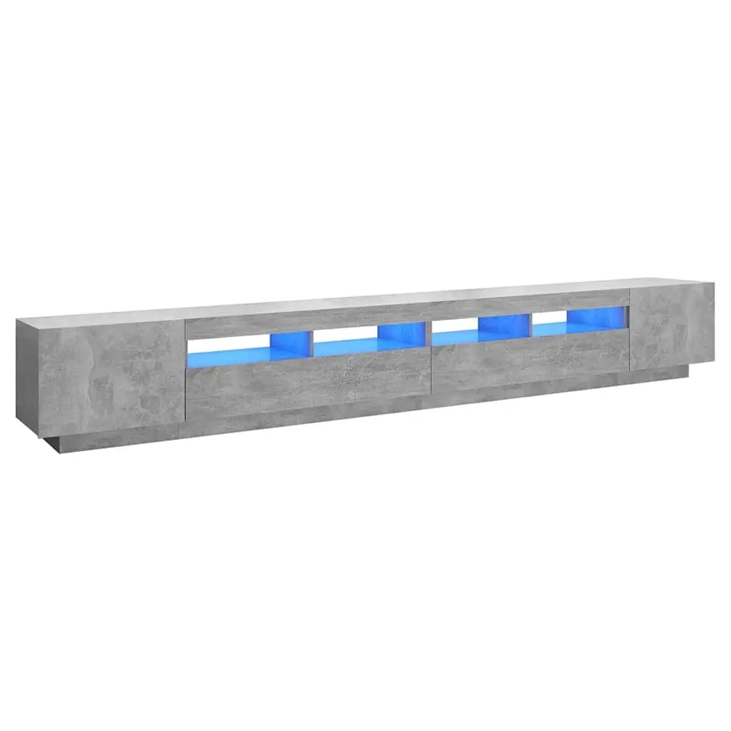 TV Cabinet with RGB LED Lights Grey Modern Living Room Media Storage Unit