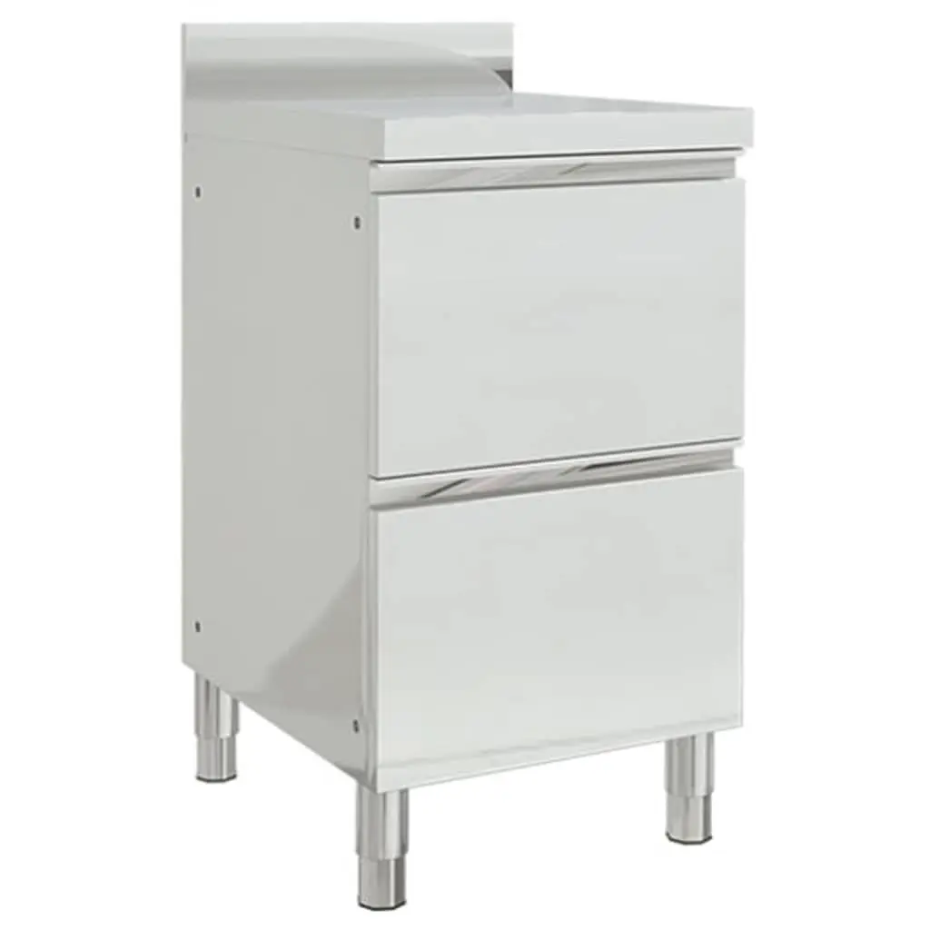 Commercial Kitchen Cabinet 2 Drawers Storage Unit 50x60x96 cm Stainless Steel