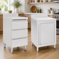 Stainless Steel Kitchen Storage Cabinets - 2 Piece Set