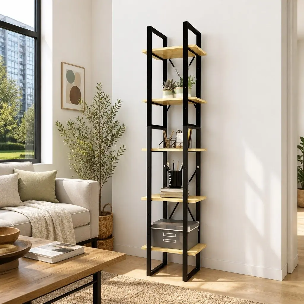 5-Tier Wooden Book Cabinet for Home 40x30x175cm