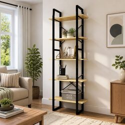 5-Tier Bookcase Specifications: 60x30x175 cm, Brown