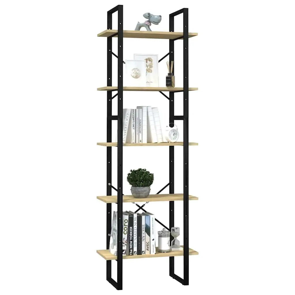 5-Tier Book Cabinet Shelving Unit 60x30x175 cm Brown Wooden Storage Bookcase