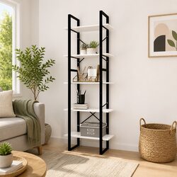 5-Tier Book Cabinet: 60 x 30 x 175 cm Pinewood Design