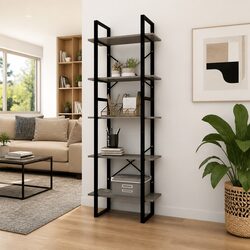 Specifications of 5-Tier Grey Pinewood Bookshelf