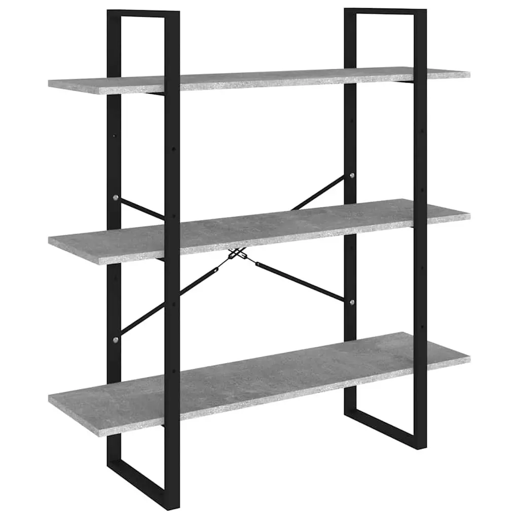 5-Tier Book Cabinet for Living Room Grey Engineered Wood Shelving Unit