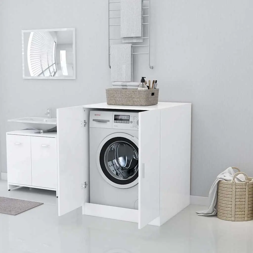 Washing Machine Cabinet White Storage Bathroom Laundry Room Cupboard Organizer