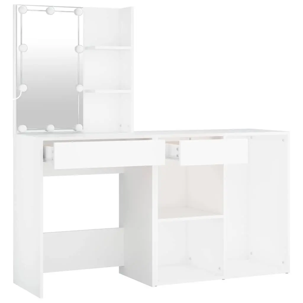 LED Dressing Table with Cabinet White Bedroom Vanity Mirror Storage Makeup