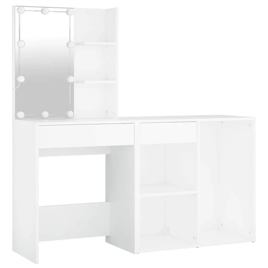 LED Dressing Table with Cabinet White Bedroom Vanity Mirror Storage Makeup