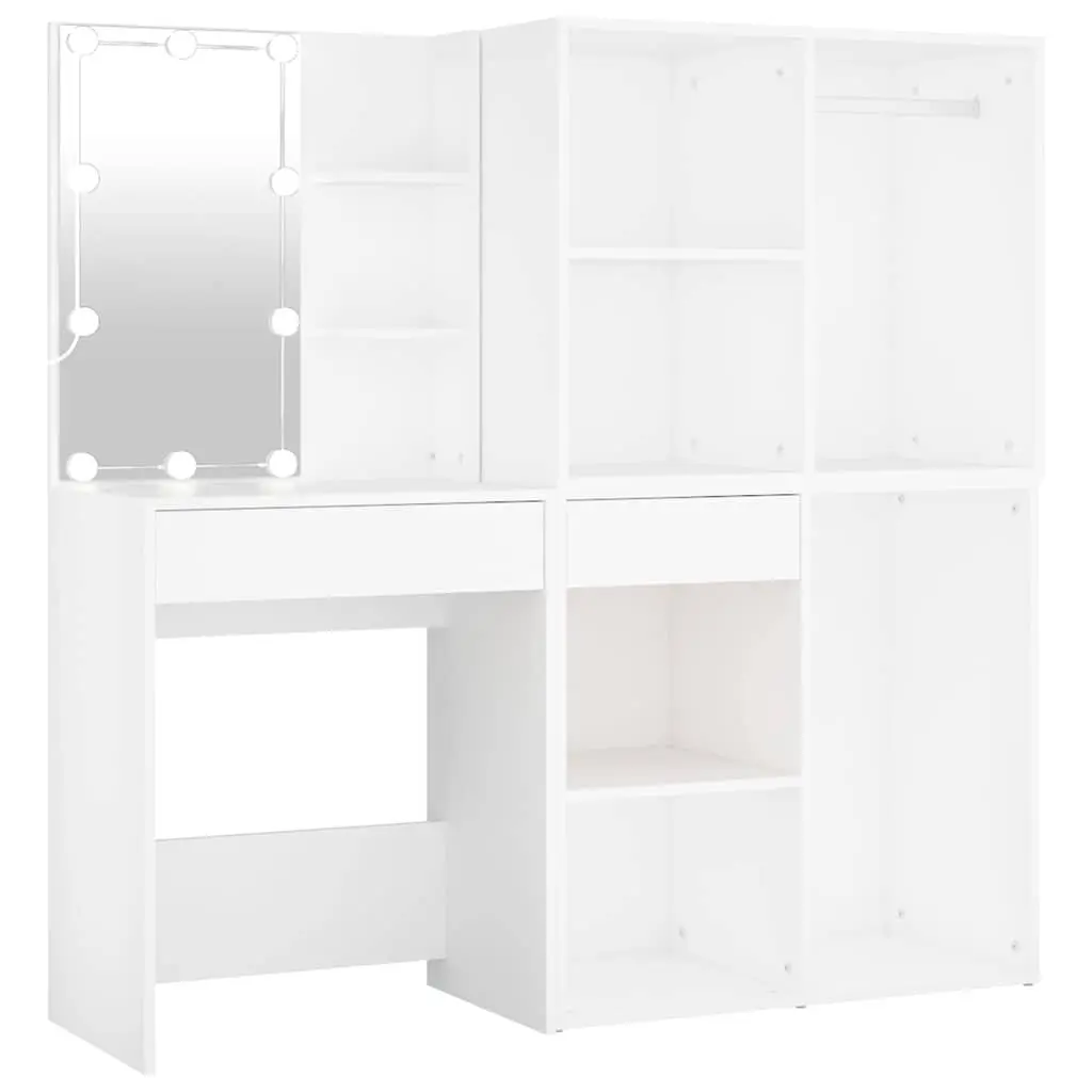 White LED Vanity Table with Storage
