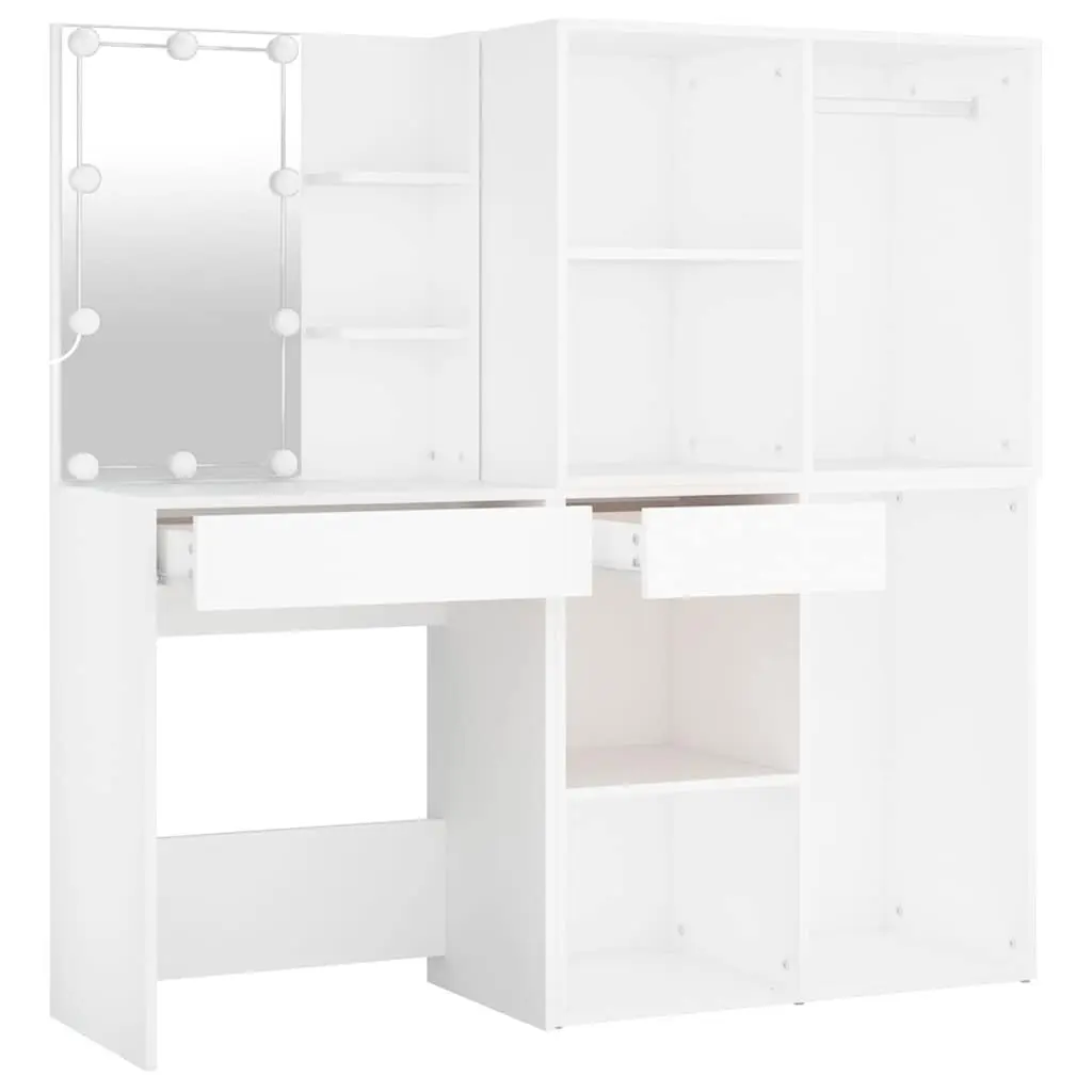 White LED Vanity Table with Storage