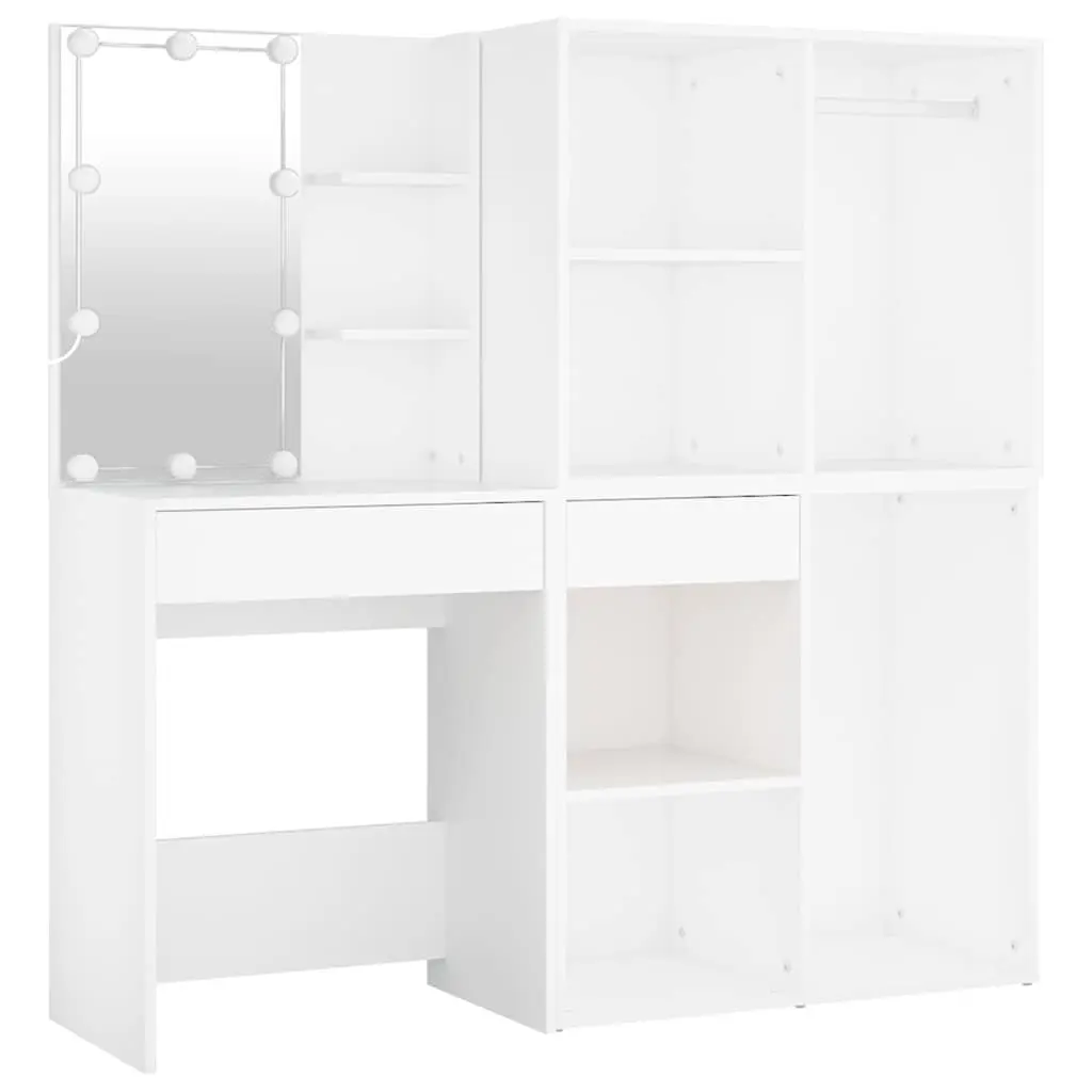 White LED Vanity Table with Storage