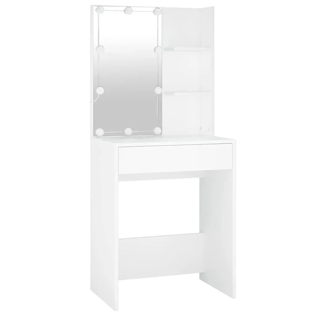 White LED Vanity Table with Storage