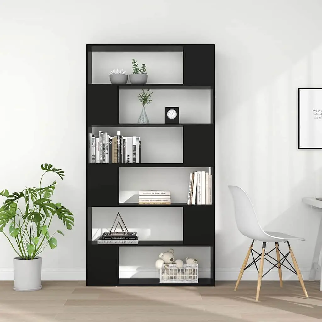Room Divider Bookshelf Black 100x24x188cm Storage Organizer with Multiple Compartments for Living Space Office or Bedroom