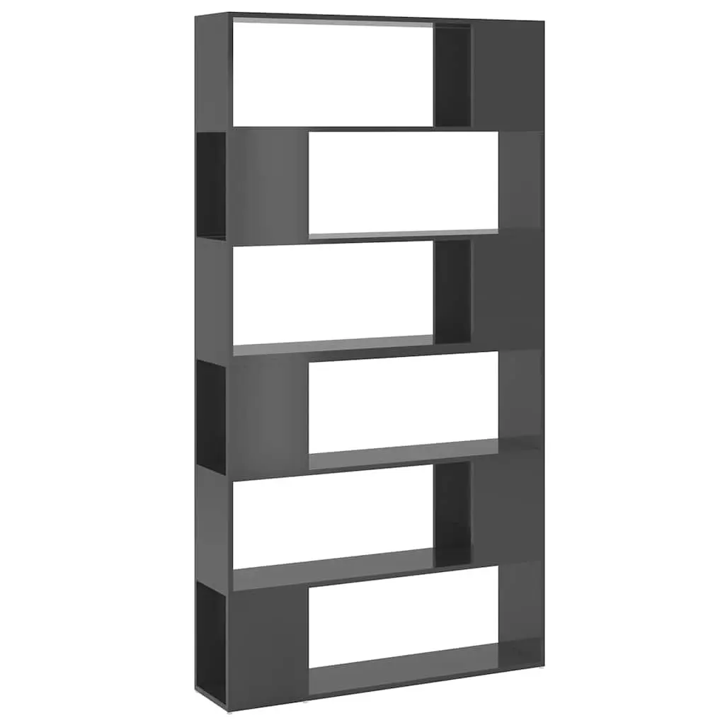 Book Cabinet Room Divider Storage Organiser High Gloss Grey 100 x 24 x 188 cm