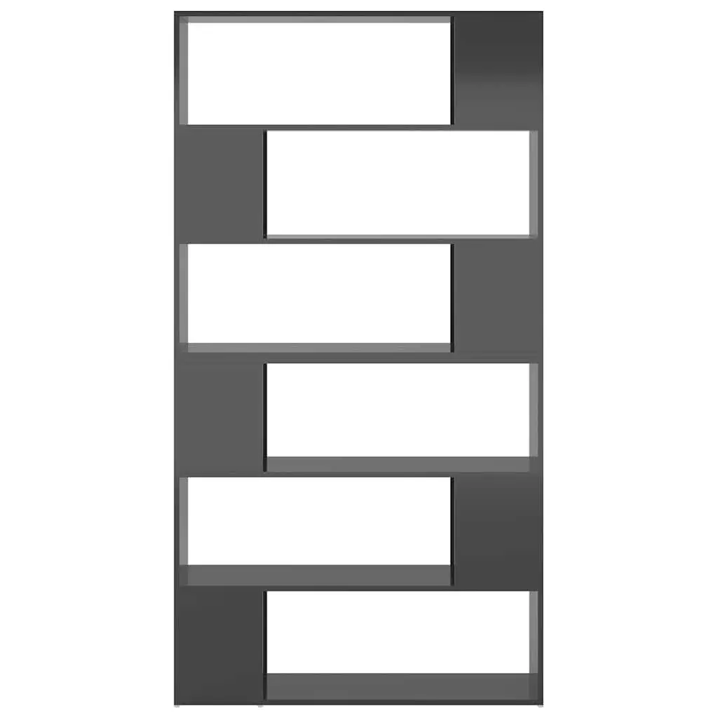 Book Cabinet Room Divider Storage Organiser High Gloss Grey 100 x 24 x 188 cm