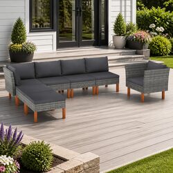 Specifications of 7-Piece Garden Lounge Set – Grey Rattan