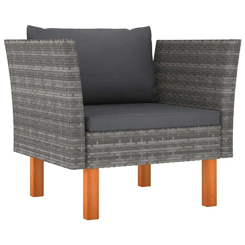 Outdoor Sofa Set 7 Piece Lounge Grey Rattan Eucalyptus Wood Patio Furniture