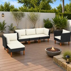 Specifications of 6 Piece Garden Lounge Set: Eucalyptus & Rattan