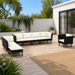 Specifications of the 8-Piece Black Garden Lounge Set