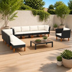 Specifications of 9 Piece Garden Lounge Set: Steel Frame and Eucalyptus Legs