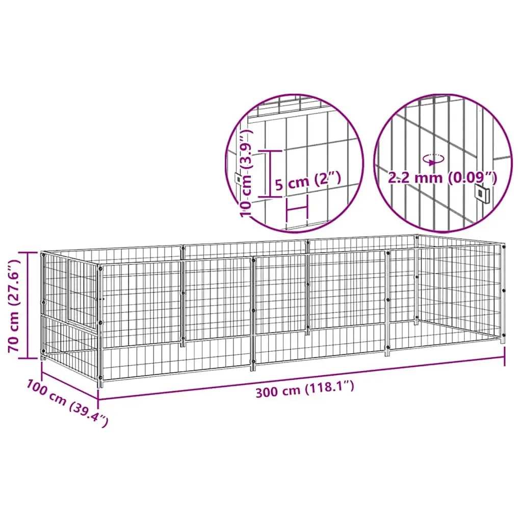 Dog Kennel Outdoor Use 3m² Steel Wire Mesh Exercise Run Cage