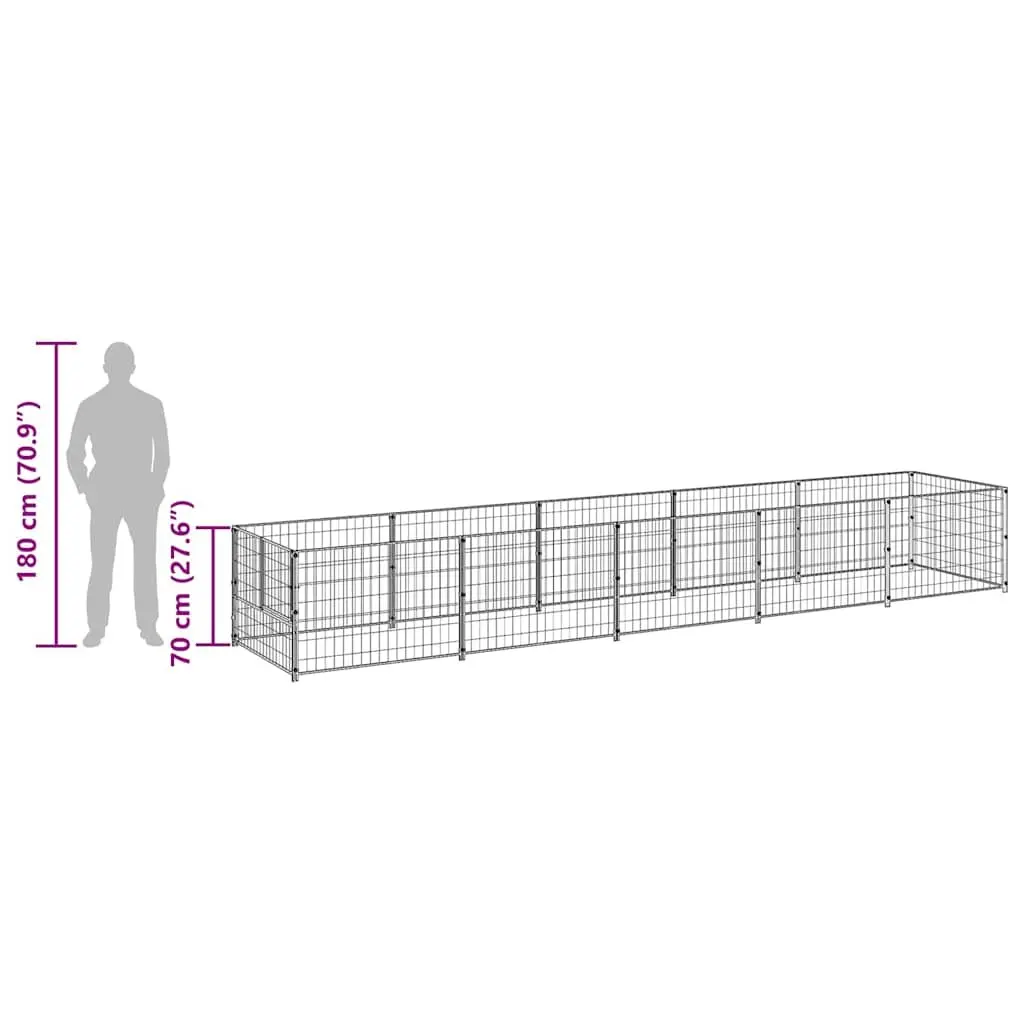 Dog Kennel Outdoor Enclosure 5 m² Steel Wire Mesh Pet Cage Run Play Area