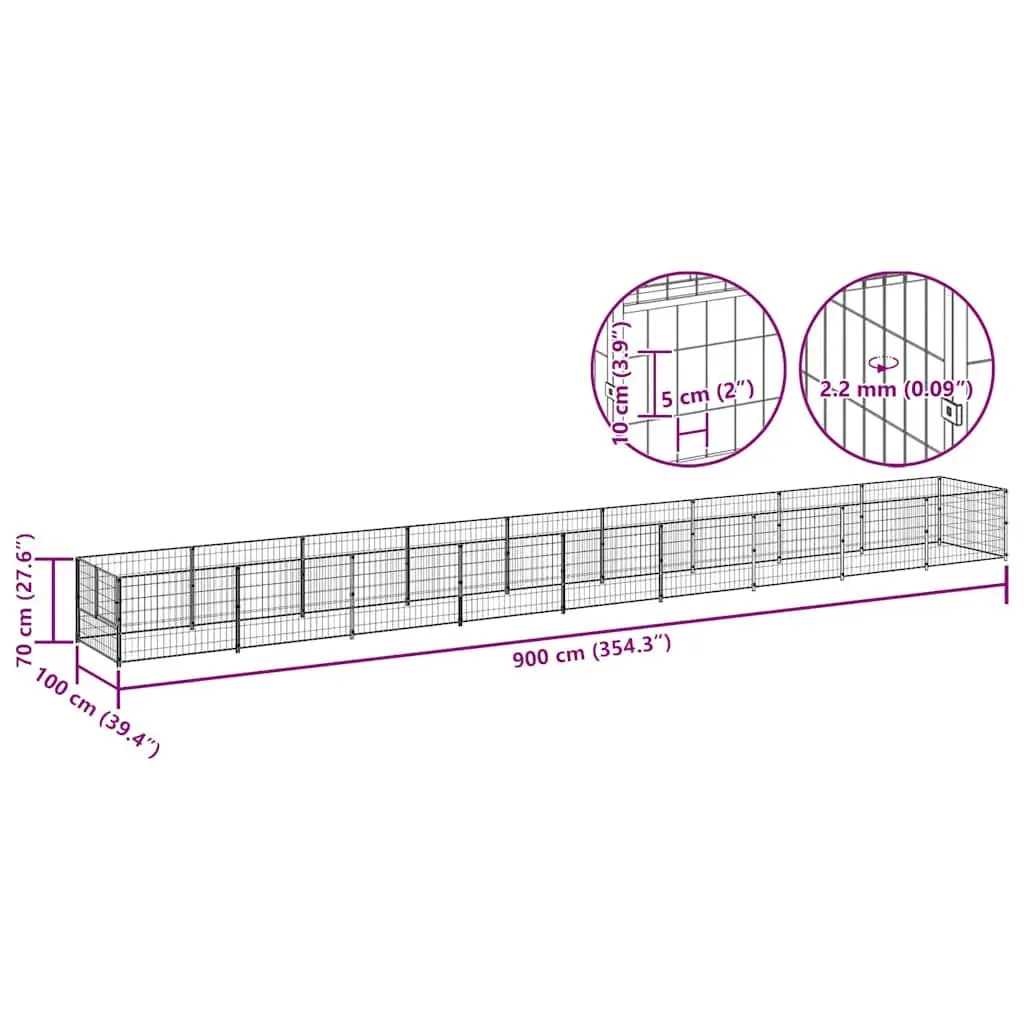 Dog Kennel Outdoor Use 9 m² Steel Wire Mesh Enclosure Play Area