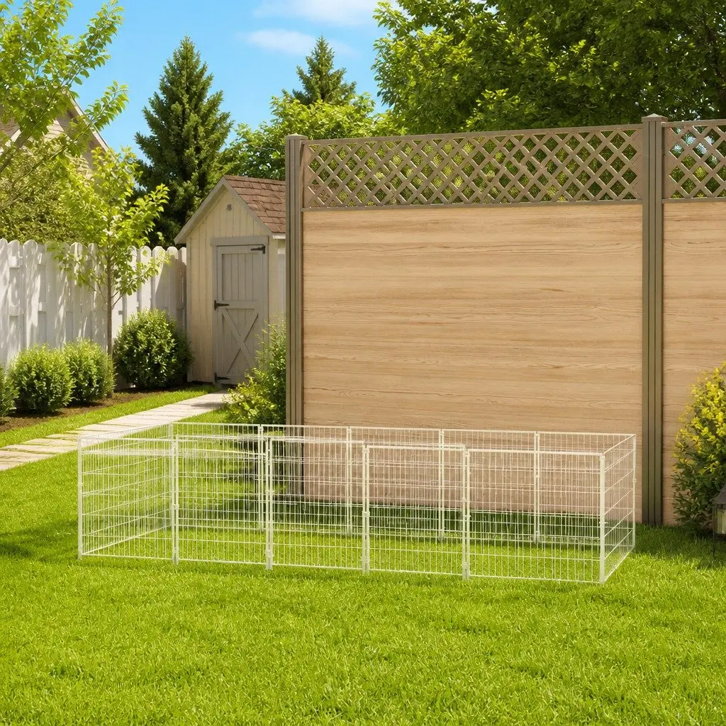Dog Kennel Run Outdoor Pet Enclosure 7 m² Steel Wire Mesh Exercise Play Pen