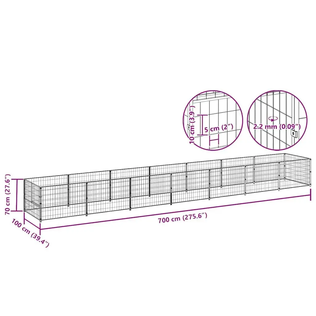 Dog Kennel Run Outdoor Pet Enclosure 7 m² Steel Wire Mesh Exercise Play Pen