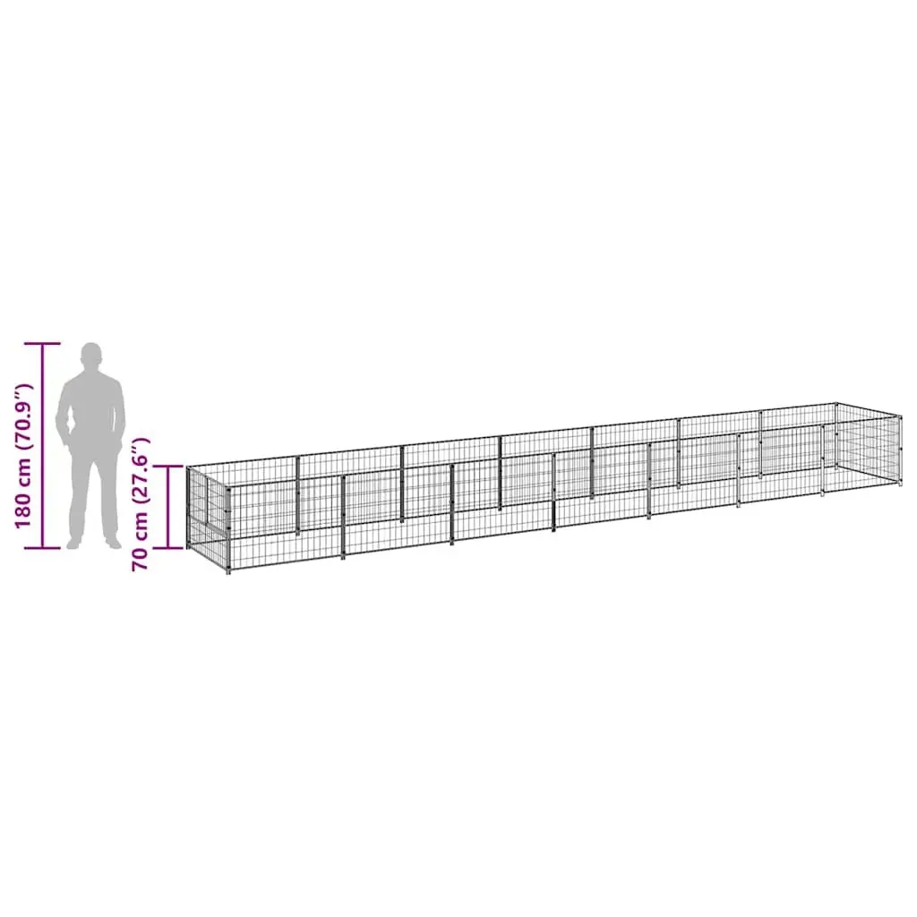 Dog Kennel Run Outdoor Pet Enclosure 7 m² Steel Wire Mesh Exercise Play Pen