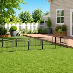 12m² Black Steel Dog Kennel with Lockable Door