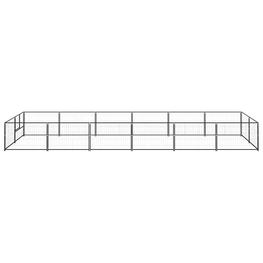 Dog Kennel Outdoor 12m² Black Steel Pet Enclosure Run Play Pen