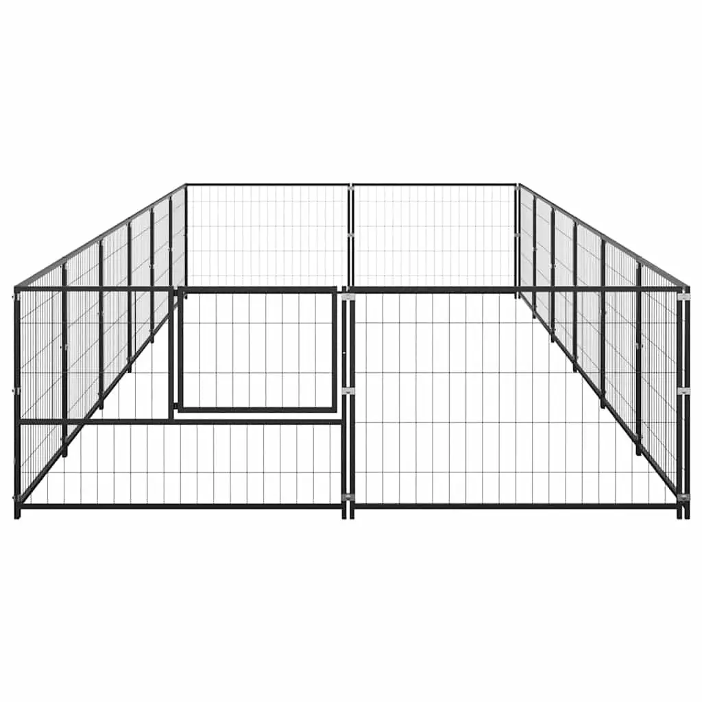 Dog Kennel Outdoor 12m² Black Steel Pet Enclosure Run Play Pen