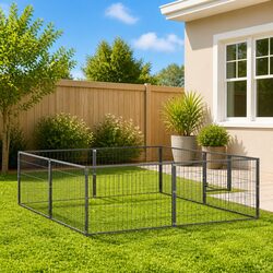 Fenced Outdoor Dog Kennel: 4 m² Steel Wire Mesh Enclosure