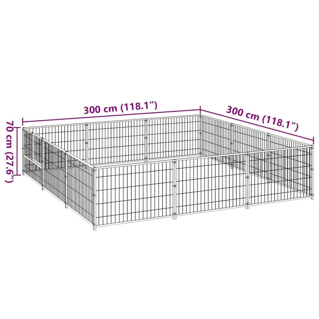 Dog Kennel Outdoor 9m² Steel Wire Mesh Lockable Door Large Run