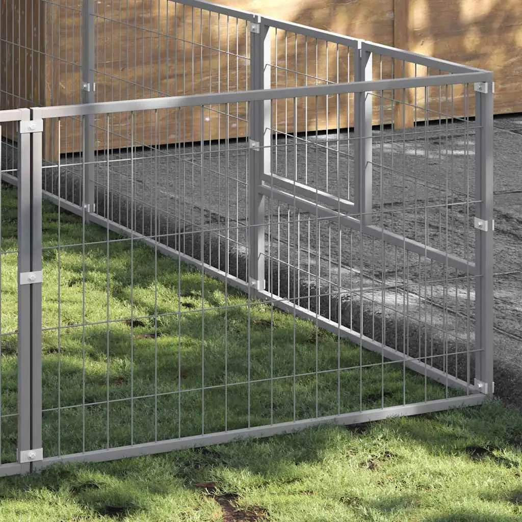 Dog Kennel Outdoor 15 m² Silver Steel Wire Mesh Pet Enclosure Run Cage