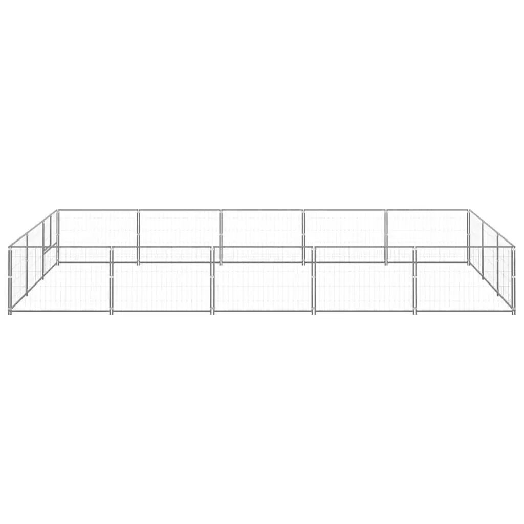 Dog Kennel Outdoor 15 m² Silver Steel Wire Mesh Pet Enclosure Run Cage