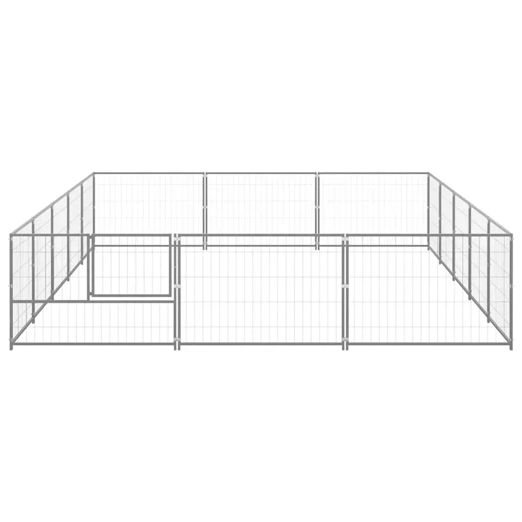 Dog Kennel Outdoor 15 m² Silver Steel Wire Mesh Pet Enclosure Run Cage