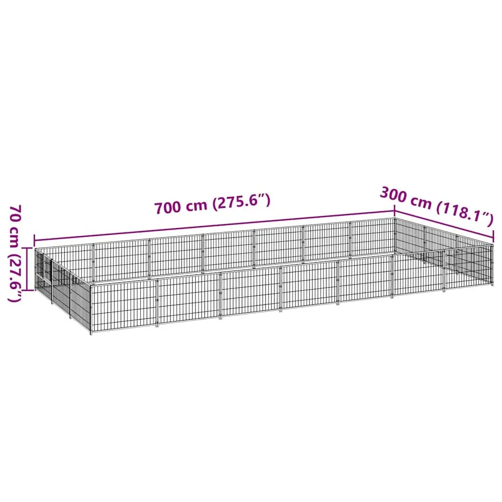 21 m² Steel Wire Dog Kennel