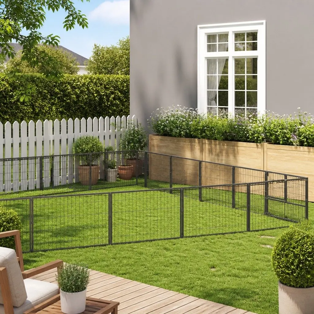 Dog Kennel Outdoor Use Large Steel Wire Mesh Ventilation Lockable Door
