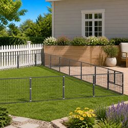Dog Kennel Run Enclosure 72m² Silver Steel Wire Mesh Outdoor Pet Cage Play Area