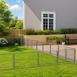 81 m² Outdoor Dog Kennel with Steel Wire Mesh