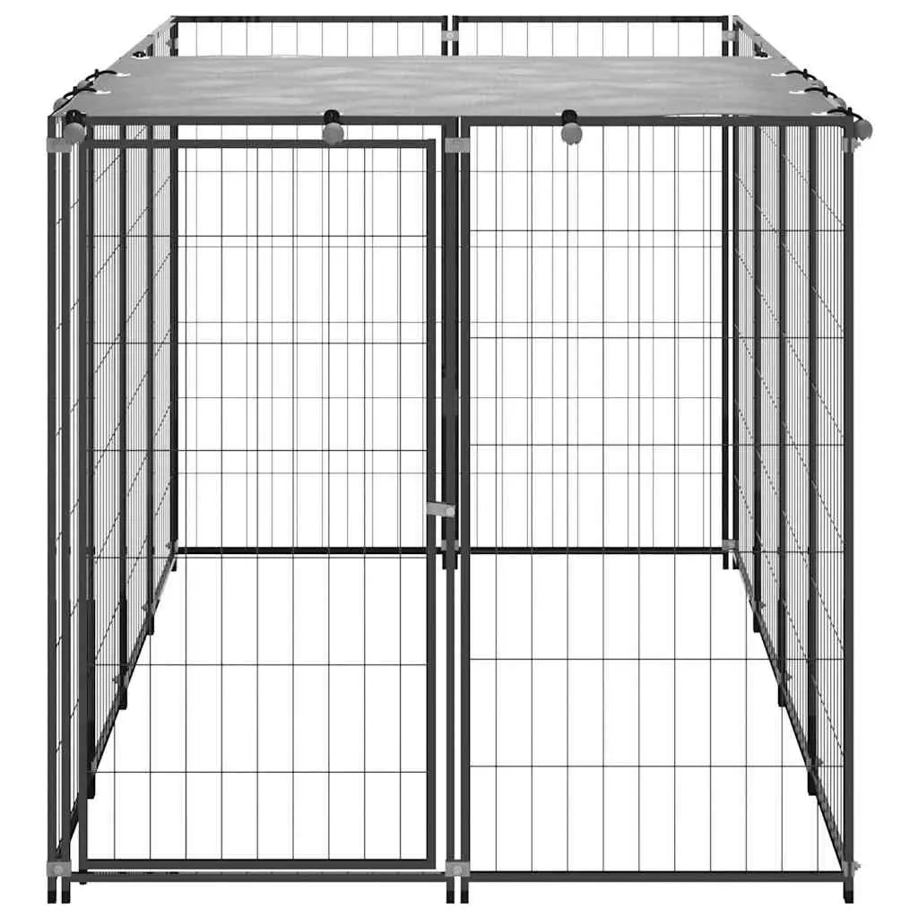 Outdoor Dog Kennel Steel Cage Exercise Play Pen Area 2.42m² Black