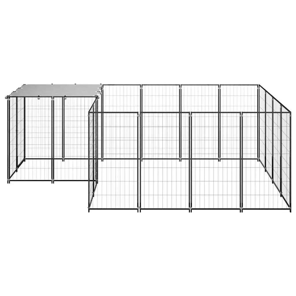 Outdoor Dog Kennel Large Exercise Run Cage Steel Wire Mesh Secure Play Area Black