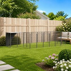 Dog Kennel Outdoor Steel Cage Pet Enclosure Run Large Exercise Play Space