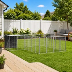 8.47 m² Steel Dog Kennel with Water-Resistant Roof