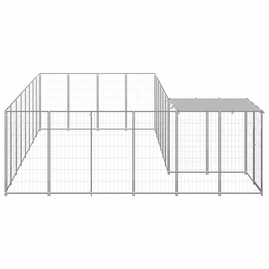 Dog Kennel Silver 10.89 m² Outdoor Pet Enclosure Steel Wire Mesh Cage Run