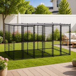 Outdoor Dog Kennel: 7.26 m² Steel Structure with Roof