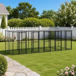 Dog Kennel with Steel Frame, Mesh Panels and Canopy