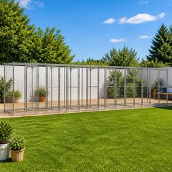 Galvanised Steel Mesh Dog Kennel: 19.36 m² Play Area